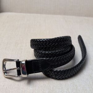 Rolf's Black Braided Belt Silver Tone Hardware